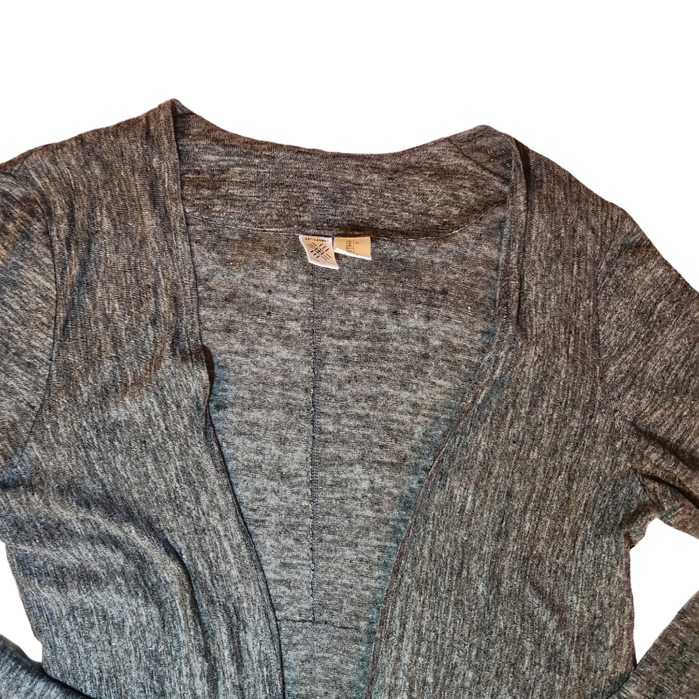 Artisan NY 100% Linen Grey Black White Thin Lightweight Open Cardigan Size L - Picture 11 of 16